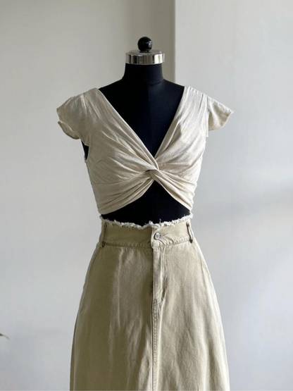 Beautiful Beige Linen Top