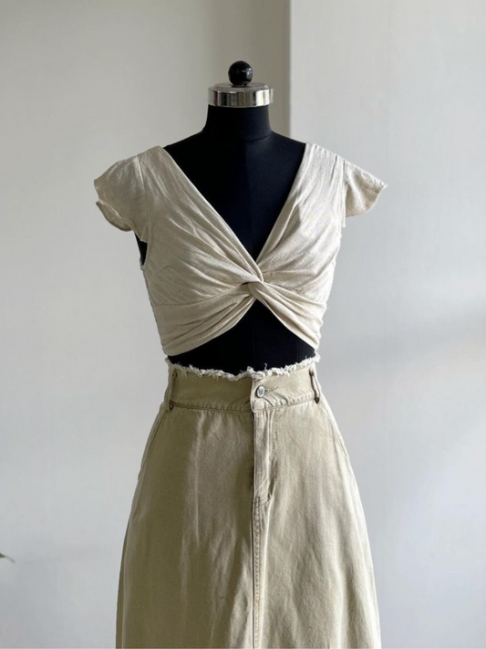 Beautiful Beige Linen Top