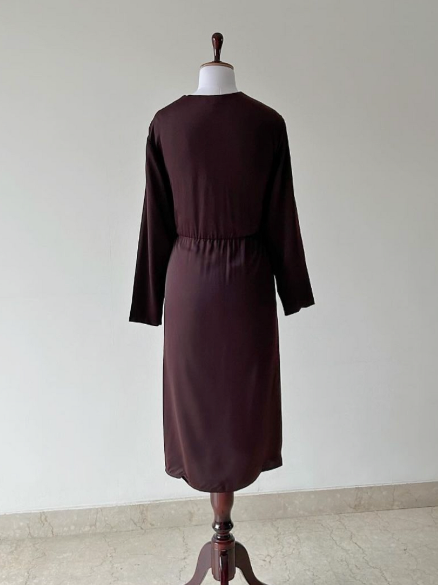 Rich Chocolate Wrap Around Dress in Satin
