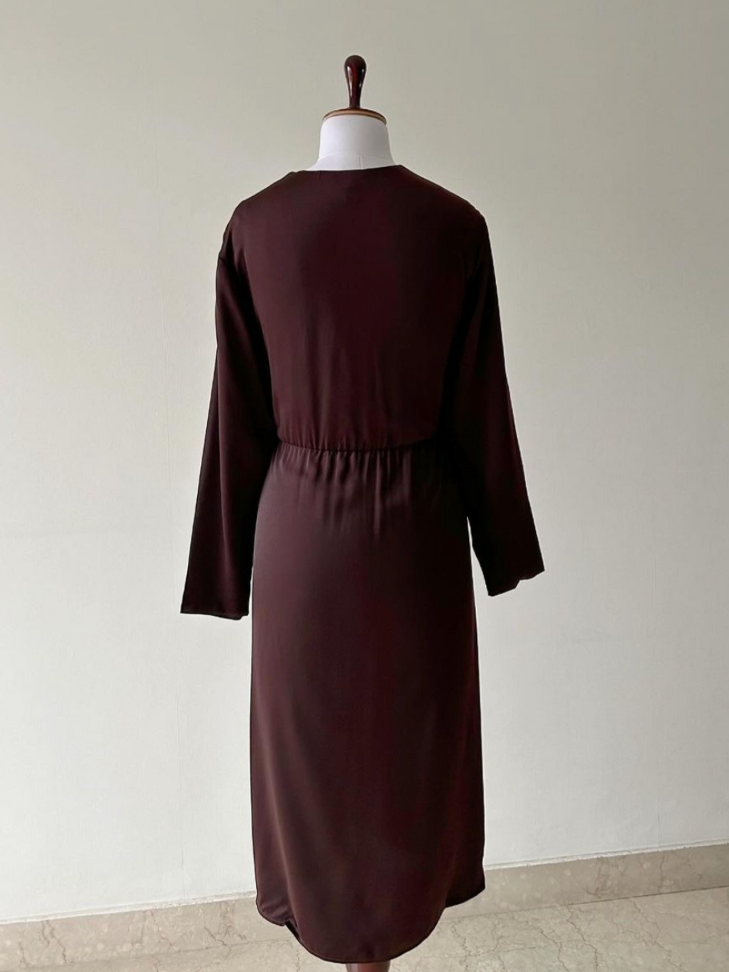 Rich Chocolate Wrap Around Dress in Satin