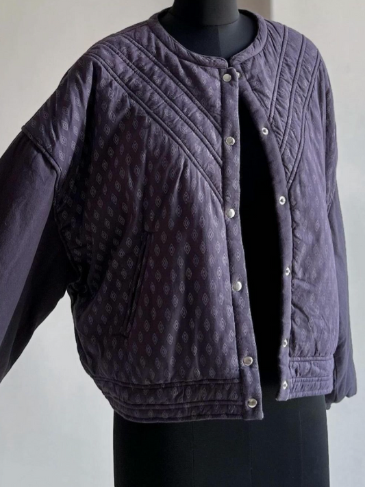 UNISEX Paisley Printed Indigo Cotton Quilted Jacket