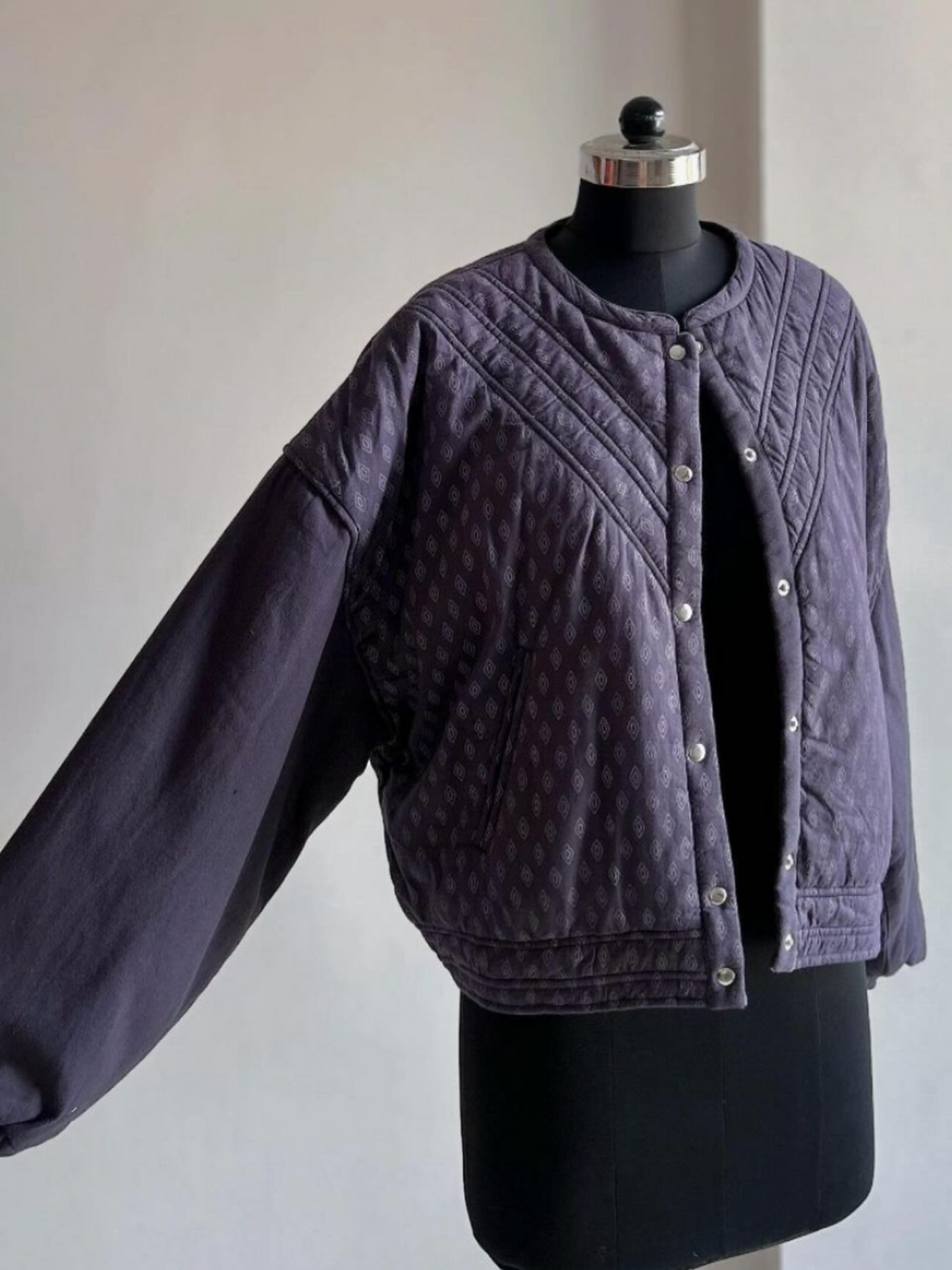 UNISEX Paisley Printed Indigo Cotton Quilted Jacket
