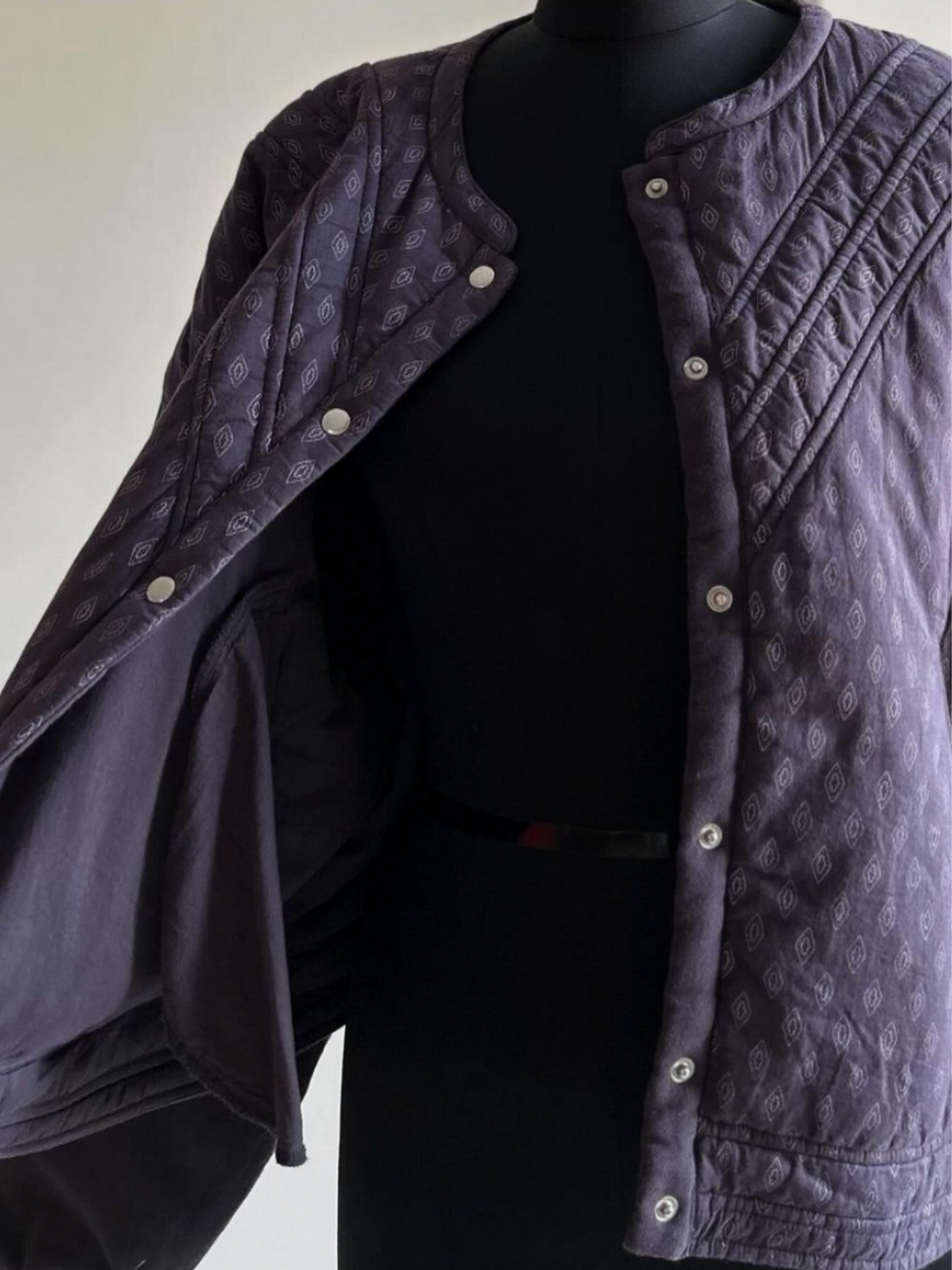 UNISEX Paisley Printed Indigo Cotton Quilted Jacket