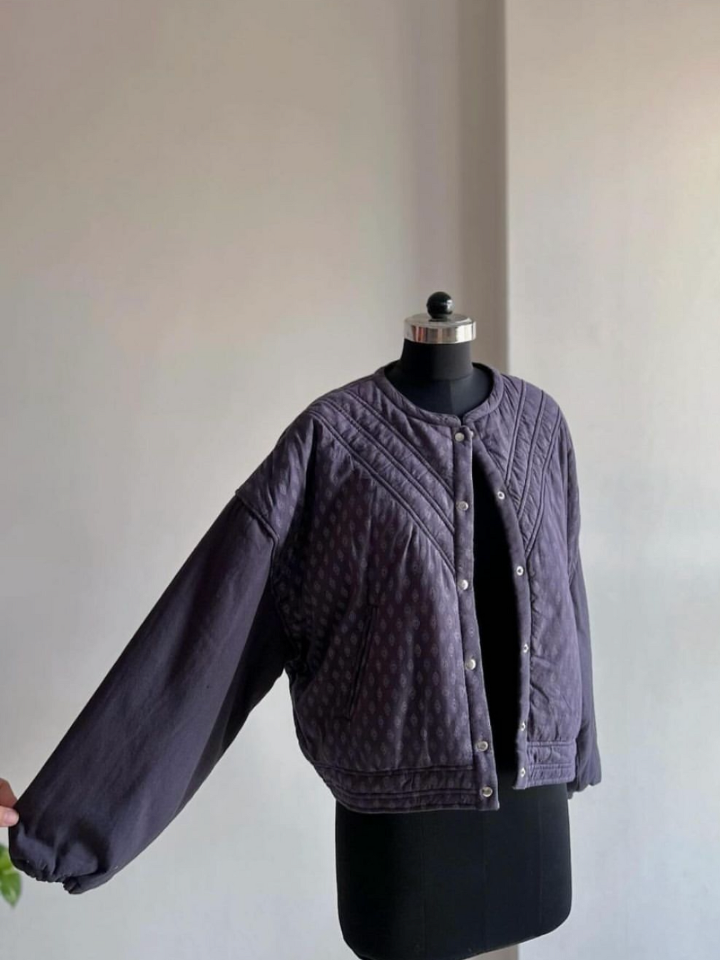 UNISEX Paisley Printed Indigo Cotton Quilted Jacket