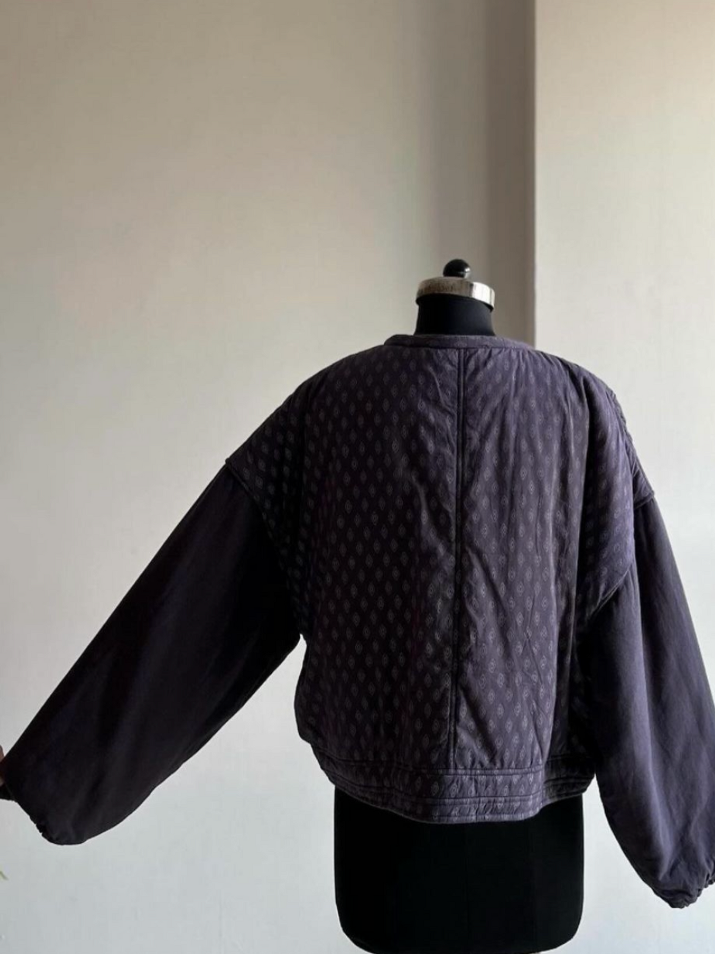 UNISEX Paisley Printed Indigo Cotton Quilted Jacket