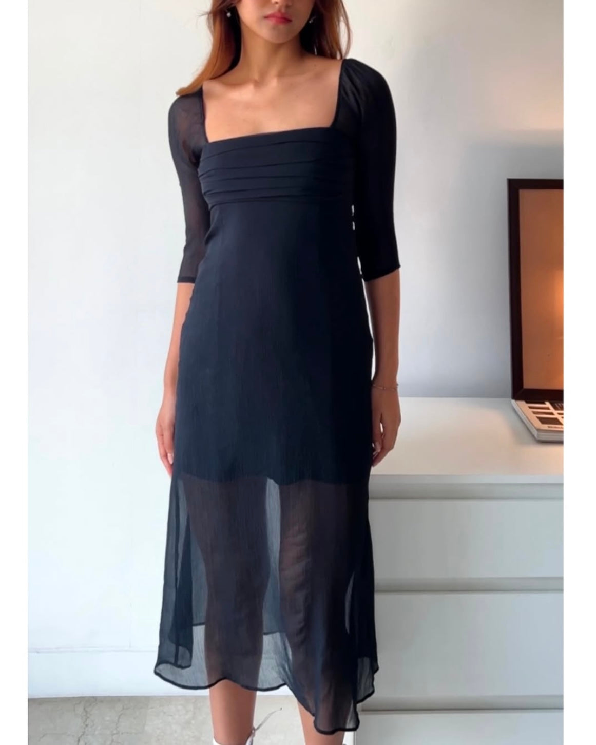 Black Chiffon Dress with Lining