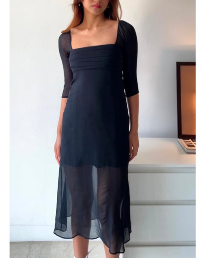 Black Chiffon Dress with Lining