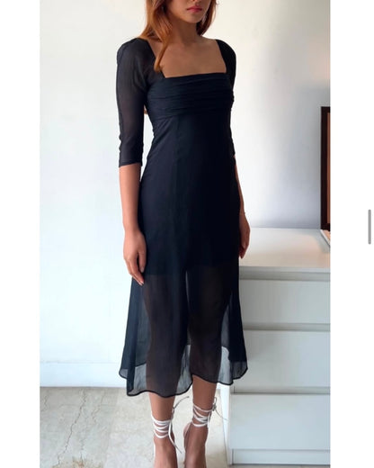 Black Chiffon Dress with Lining
