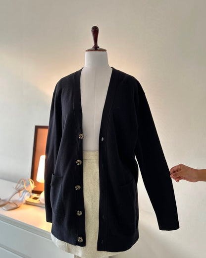 Unisex Timeless Knitted Cardigan in Black