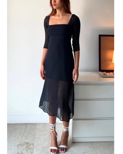 Black Chiffon Dress with Lining