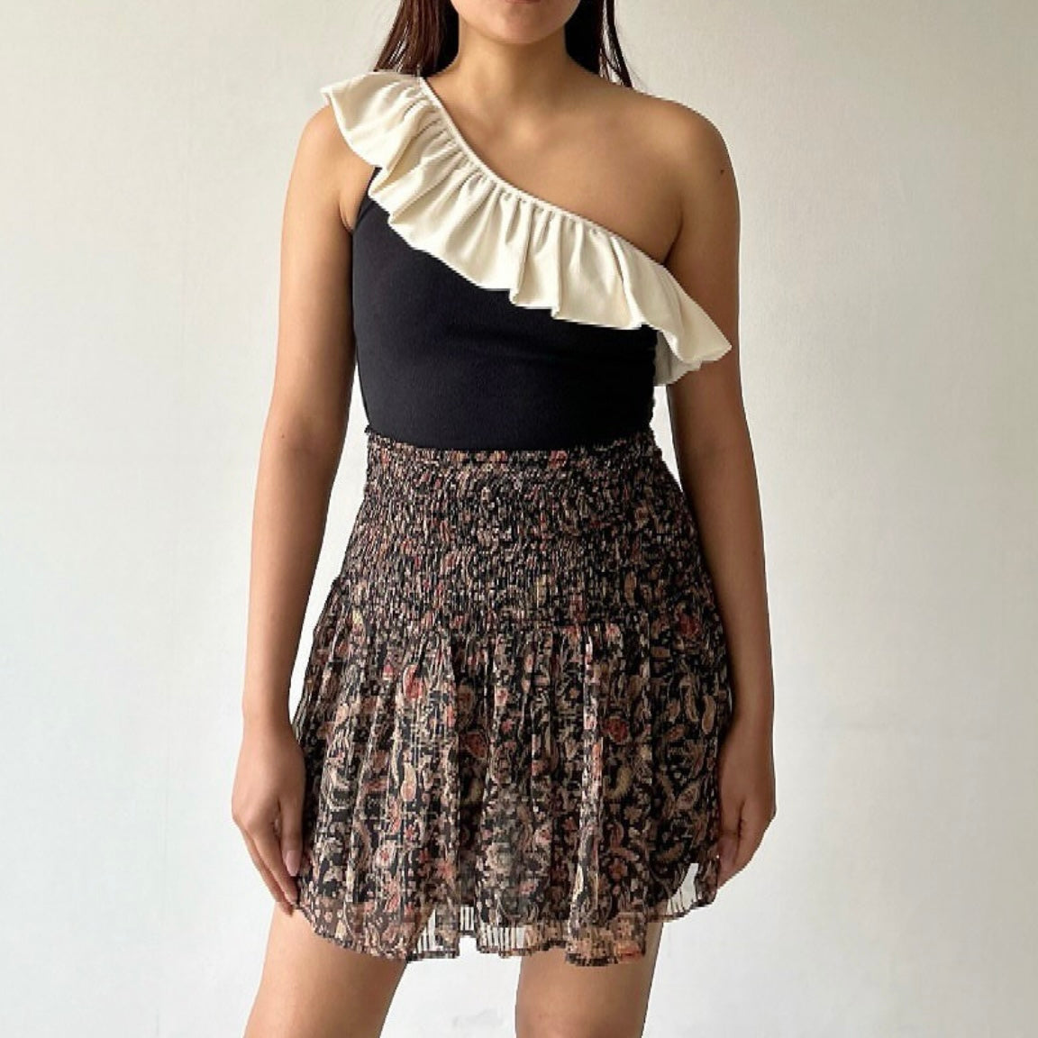 High Waisted Smocked Skirt in Chiffon & Lining by 
H O S S I N T R O P I A