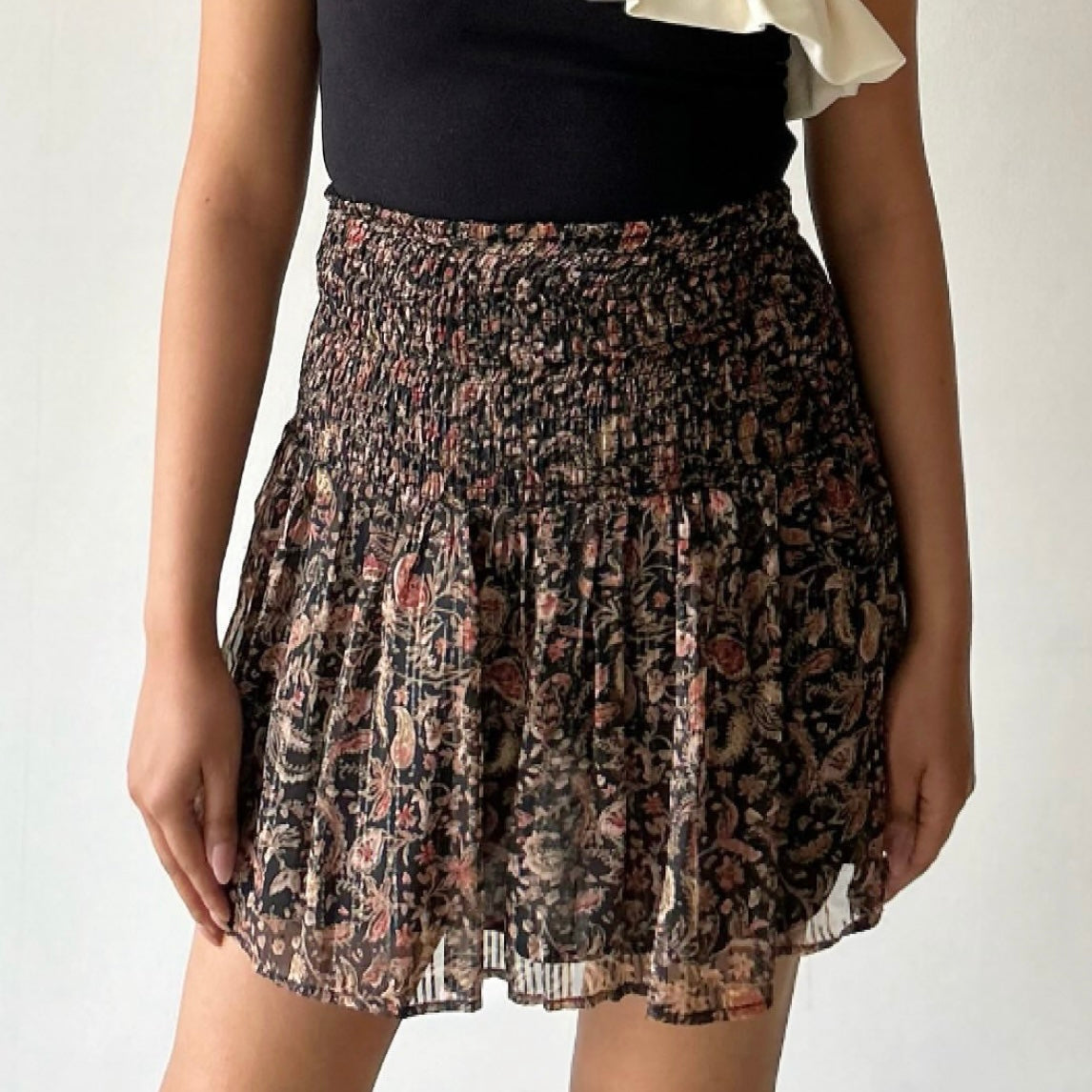 High Waisted Smocked Skirt in Chiffon & Lining by 
H O S S I N T R O P I A