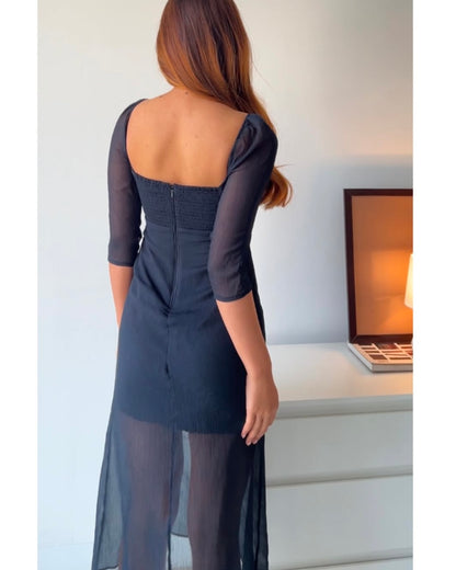 Black Chiffon Dress with Lining