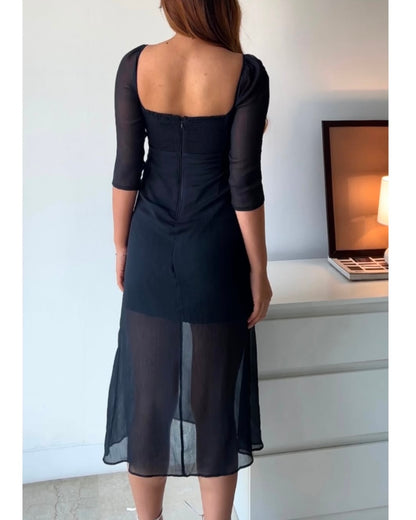 Black Chiffon Dress with Lining