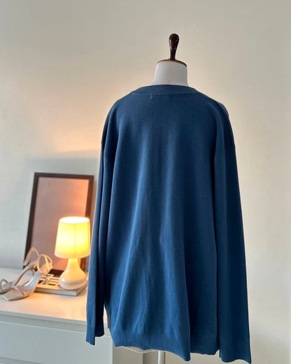 Unisex Timeless Knitted Cardigan in Blue