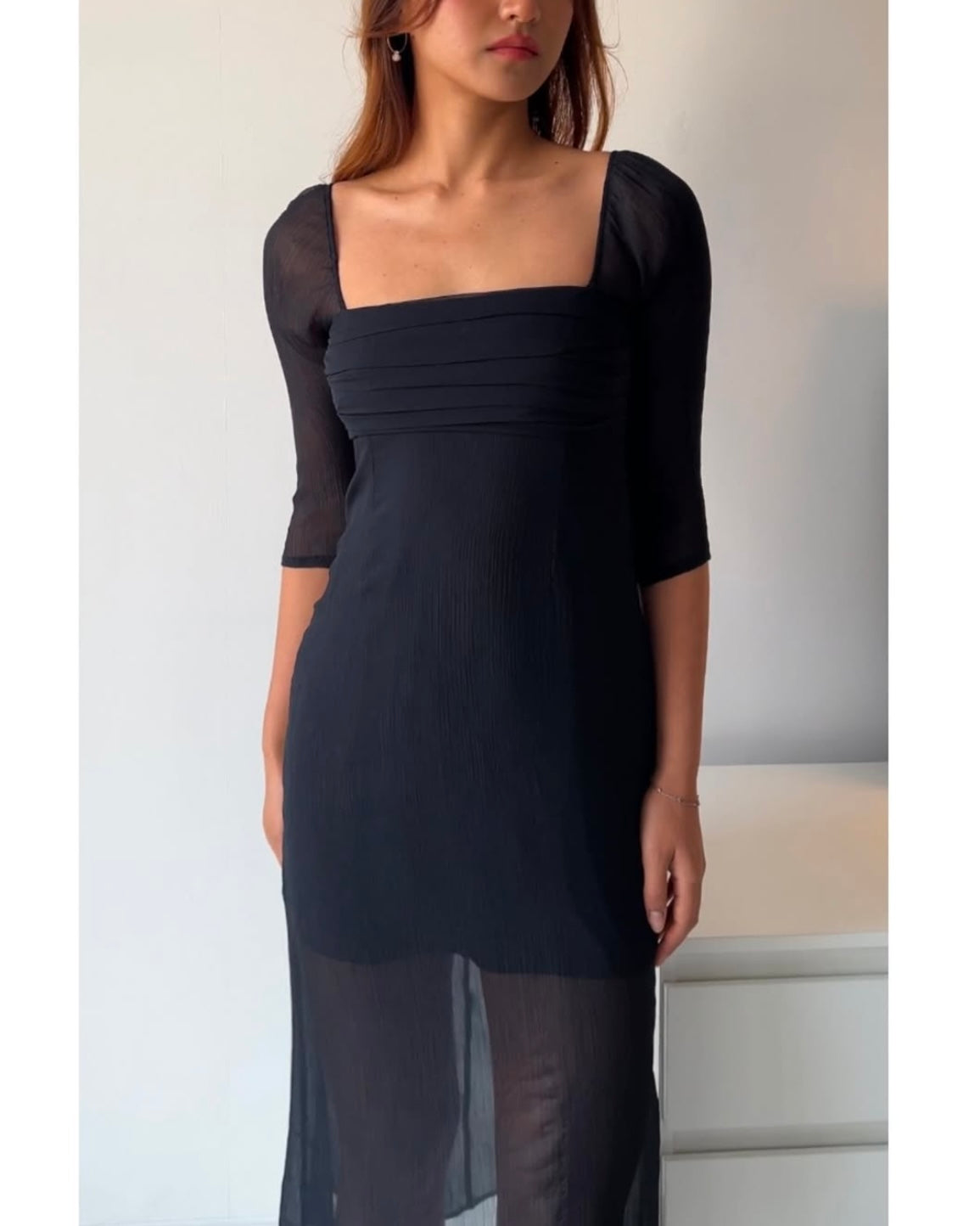 Black Chiffon Dress with Lining