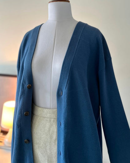 Unisex Timeless Knitted Cardigan in Blue
