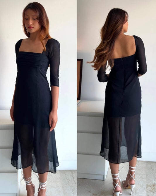 Black Chiffon Dress with Lining