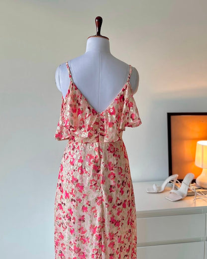 Off Shoulder Dress in Gold Accents