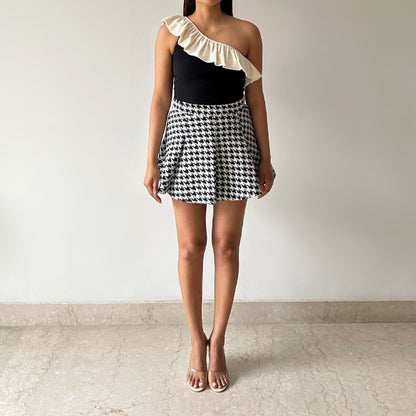 Houndstooth Print Vintage Skirt