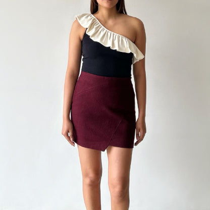 High waisted Vintage Skirt in Rich Maroon