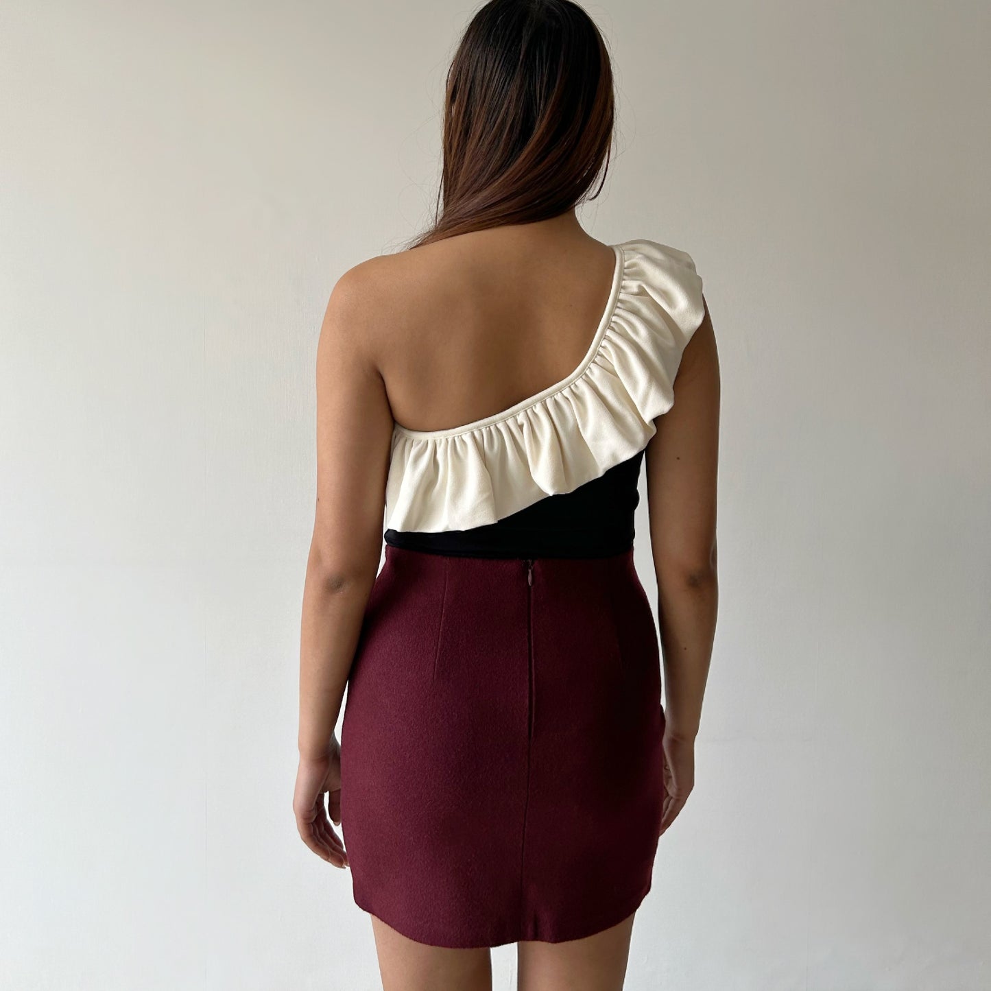 High waisted Vintage Skirt in Rich Maroon