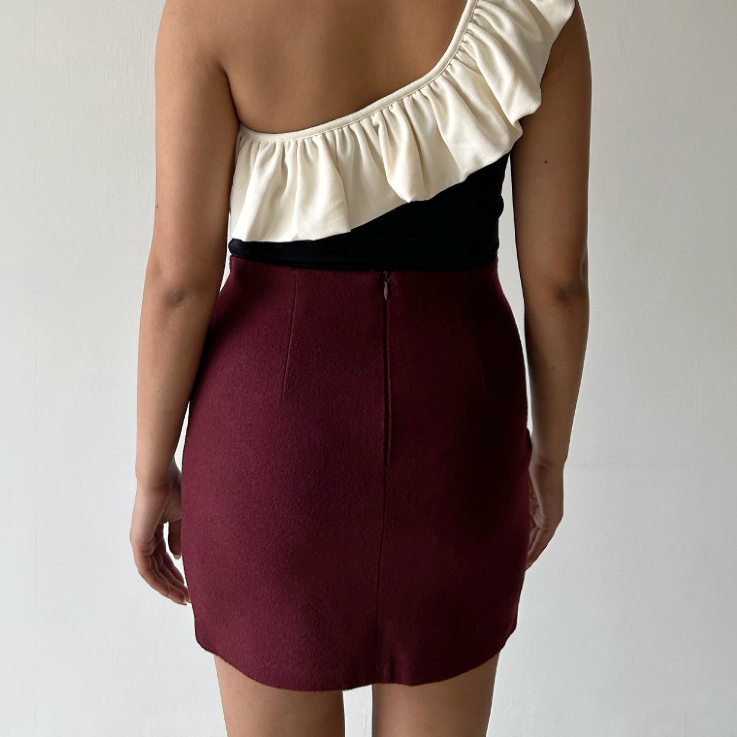 High waisted Vintage Skirt in Rich Maroon