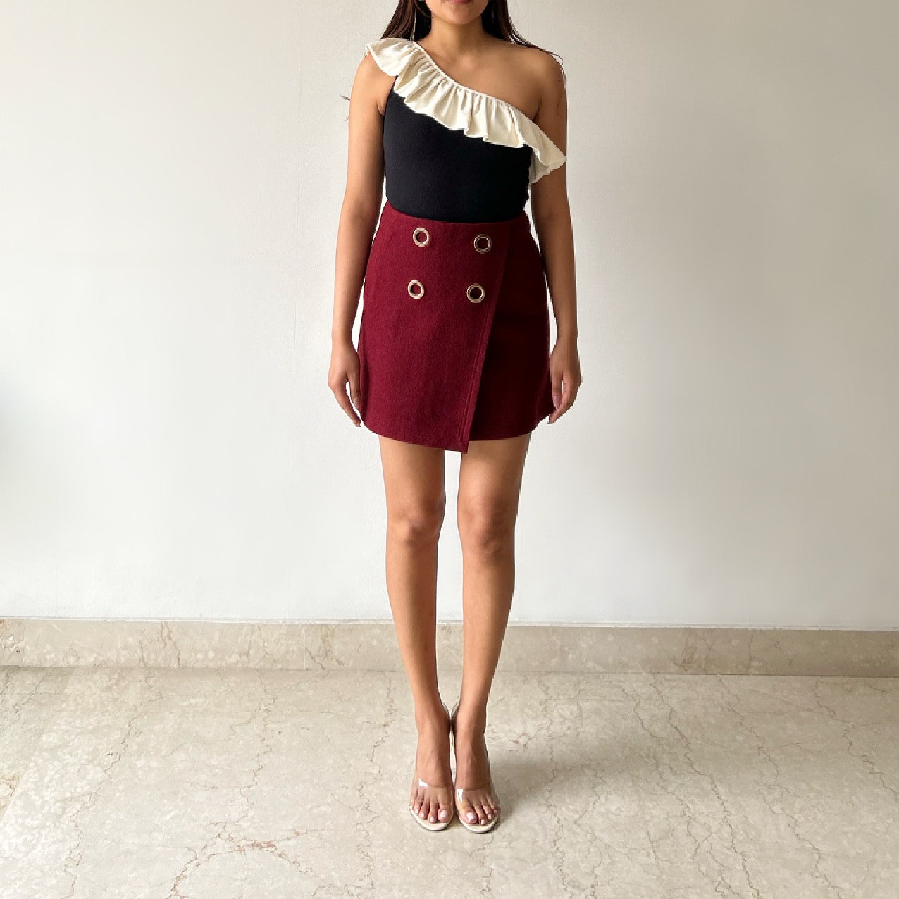 Vintage Rich Maroon High Waisted Skirt