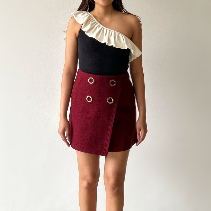 Vintage Rich Maroon High Waisted Skirt