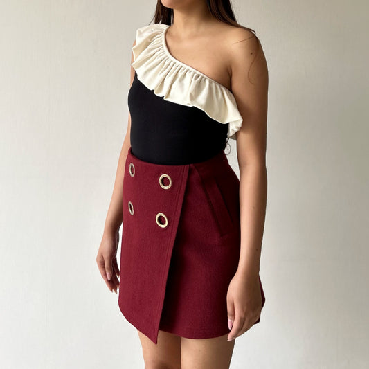 Vintage Rich Maroon High Waisted Skirt