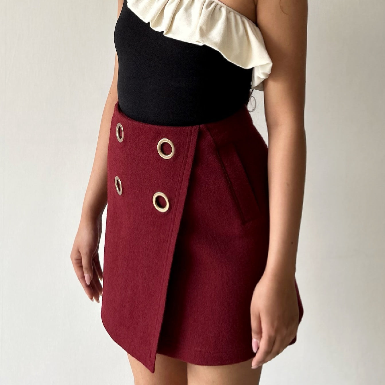 Vintage Rich Maroon High Waisted Skirt