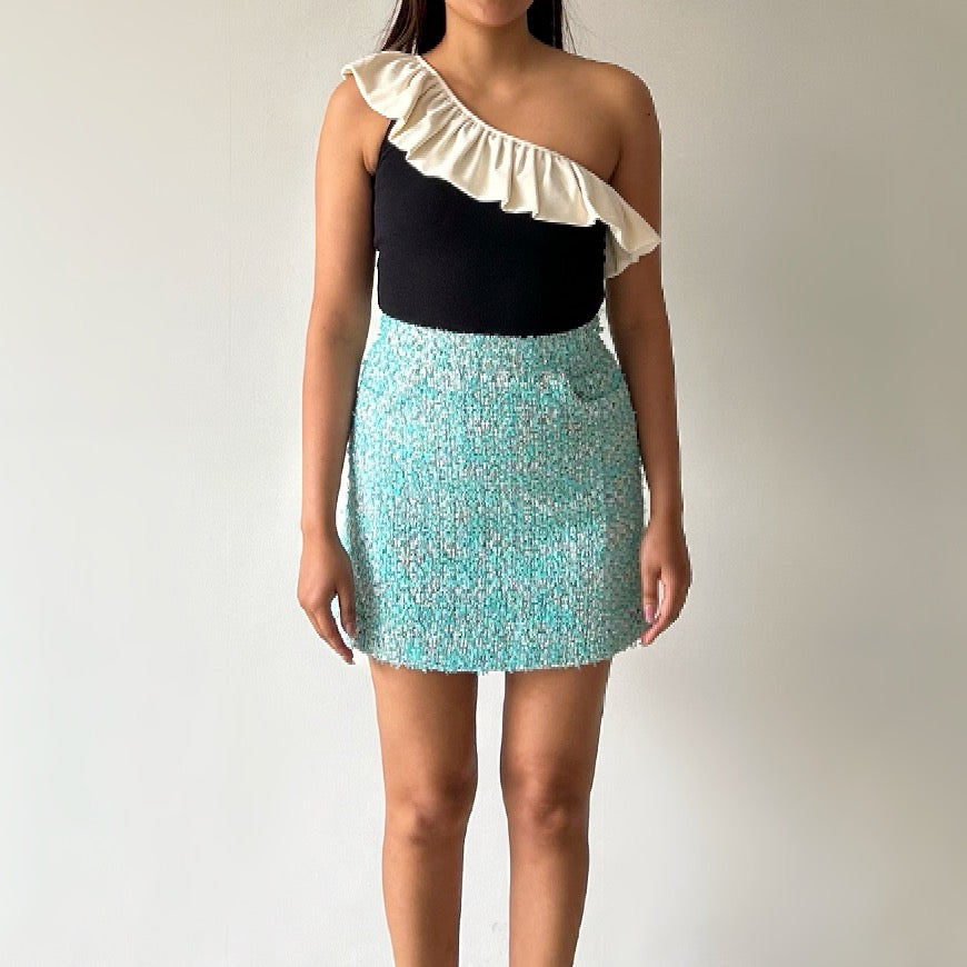 Blue Tweed Vintage Skirt