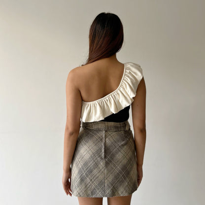 Plaid Vintage Skirt with Detachable Belt