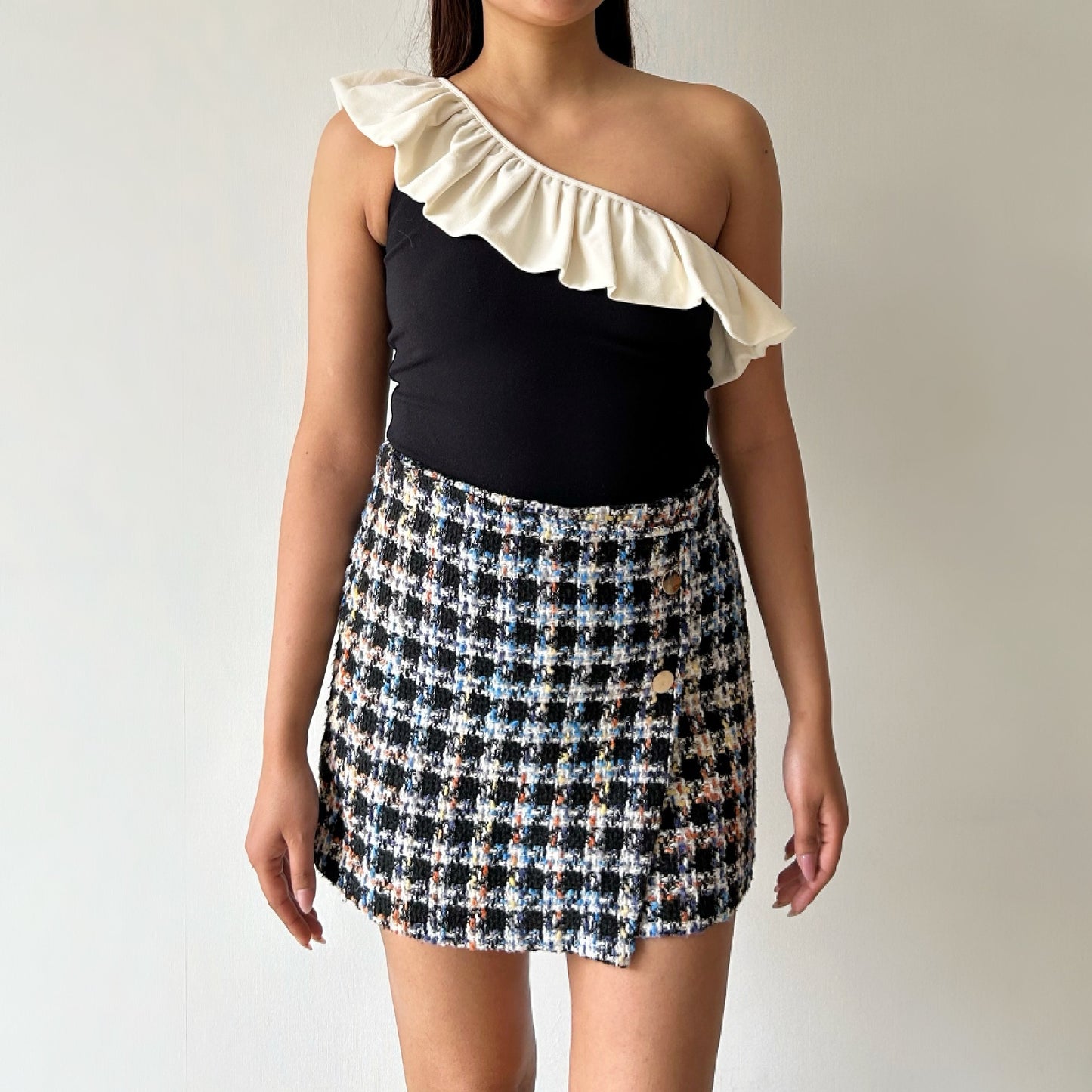 Vintage Tweed High Waisted Skort with Buttons